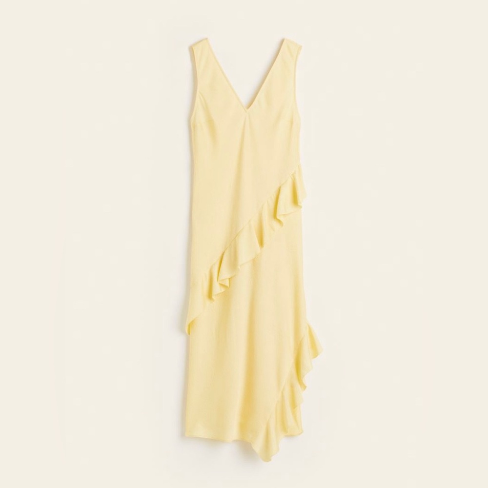 H&M yellow flounce trim dress